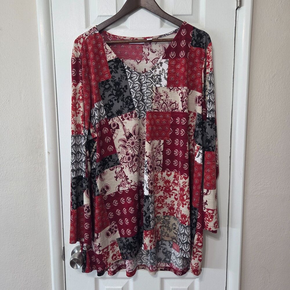 Susan Graver long sleeve tunic dress shirt womens size 3x 29.5" chest